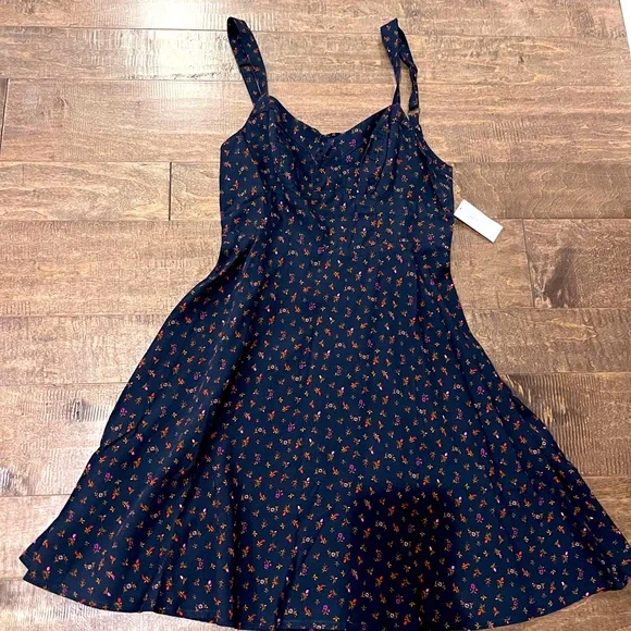 nail polish with royal blue dress Petite Plunge Neck Tiered Tulle Dip Hem Dress in Navy main image 0